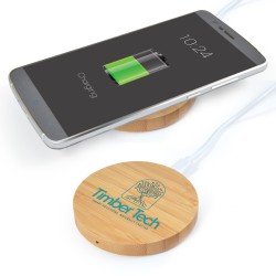 Arc Round Bamboo Wireless Charger  Promotional Products