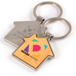 House Bamboo Zinc Keytag Promotional Products