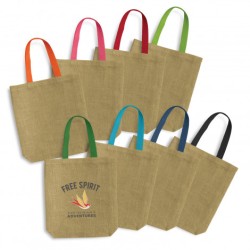 Thera Jute Tote Bag - Coloured Handles Promotional Products