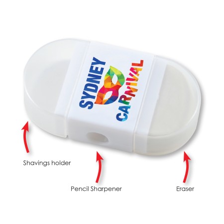2 In 1 Pencil Sharpener / Eraser Promotional Products