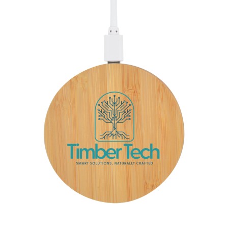Arc Round Bamboo Wireless Charger  Promotional Products