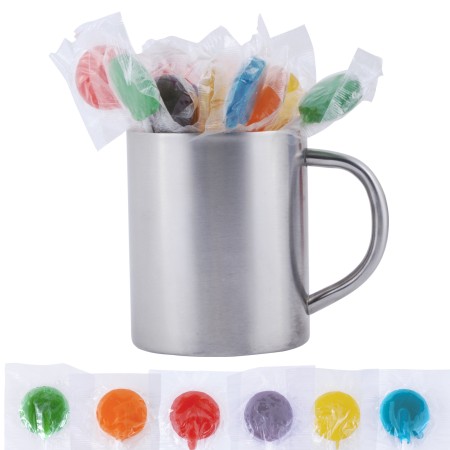 Assorted Colour Lollipops In Java Mug Promotional Products