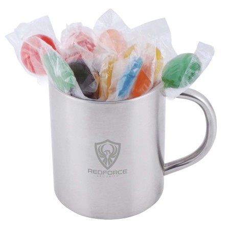Assorted Colour Lollipops In Java Mug Promotional Products
