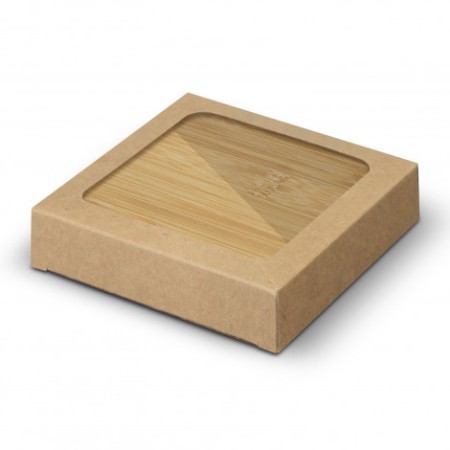 Bamboo Bottle Opener Coaster - Set Of 2 - Square Promotional Products