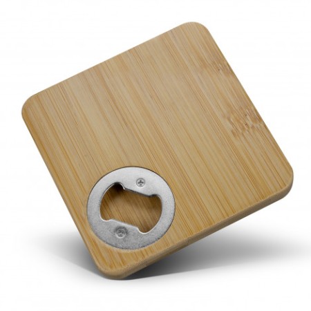 Bamboo Bottle Opener Coaster - Square Promotional Products