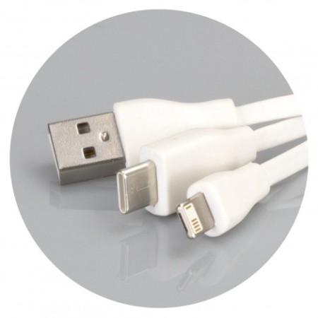 Bamboo Charging Cable Key Ring - Round Promotional Products