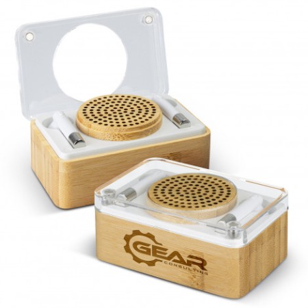 Bamboo Wireless Speaker & Earbud Set Promotional Products