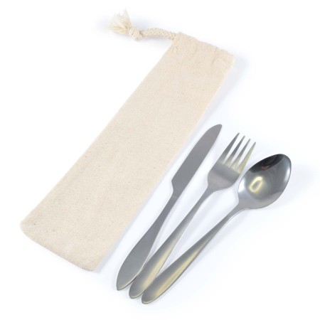 Banquet Cutlery Set In Calico Pouch Promotional Products