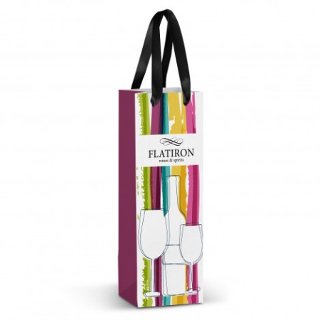Champagne Ribbon Handle Paper Bag - Full Colour Promotional Products