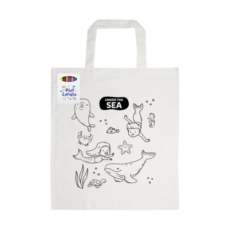 Colouring Short Handle Cotton Bag & Crayons Promotional Products