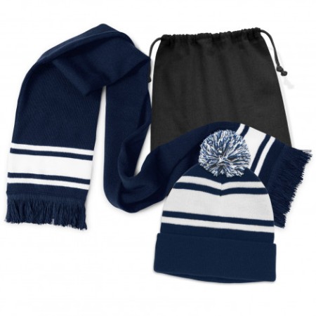 Commodore Scarf And Beanie With Pom Pom Set Promotional Products