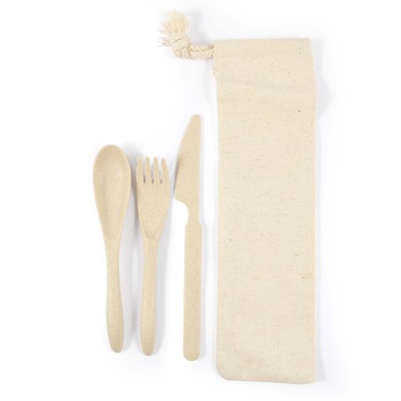 Delish Eco Cutlery Set In Calico Pouch Promotional Products