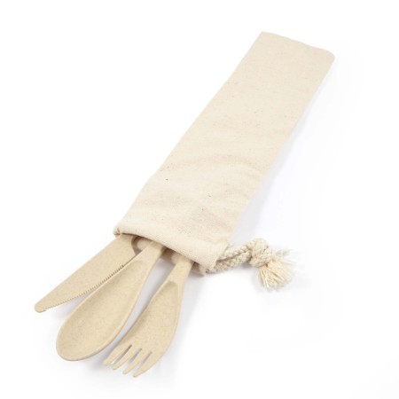 Delish Eco Cutlery Set In Calico Pouch Promotional Products