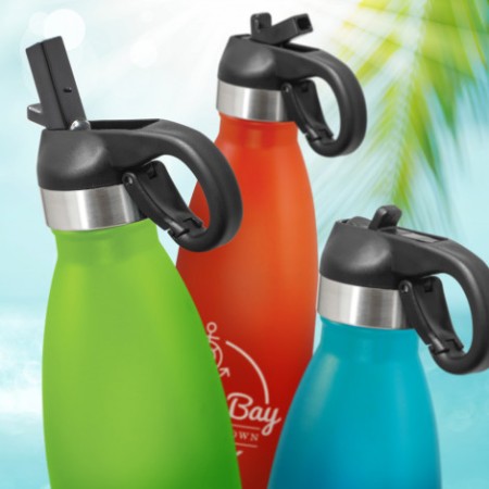 Mirage Powder Coated Vacuum Bottle - Flip Lid Promotional Products