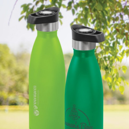 Mirage Powder Coated Vacuum Bottle - Push Button Lid Promotional Products
