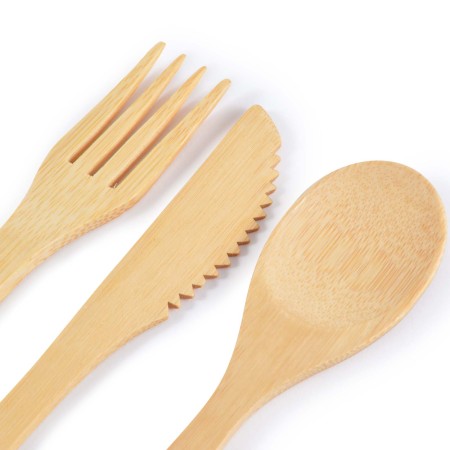 Miso Bamboo Cutlery Set In Calico Pouch Promotional Products