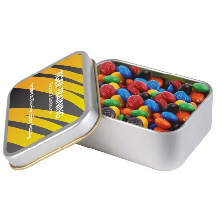 M&m's In Silver Rectangular Tin Promotional Products