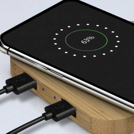Natura Bamboo Wireless Fast Charging Hub Promotional Products