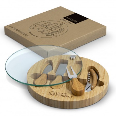 Natura Glass & Bamboo Cheese Board Promotional Products