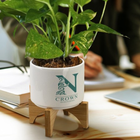 Planter With Bamboo Base Promotional Products