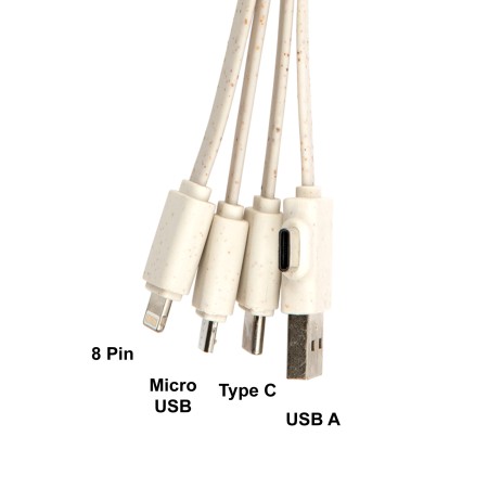 Sprite Round Bamboo Charging Cable Promotional Products
