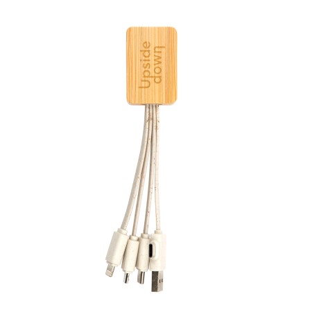 Sprite Square Bamboo Charging Cable Promotional Products