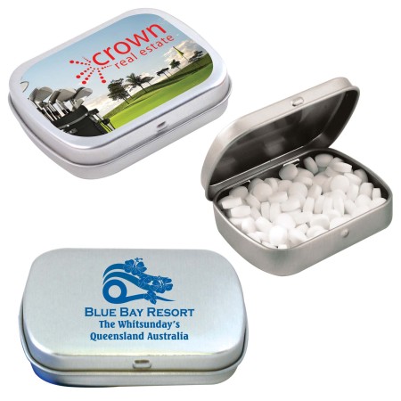 Sugar Free Breath Mints In Silver Tin Promotional Products