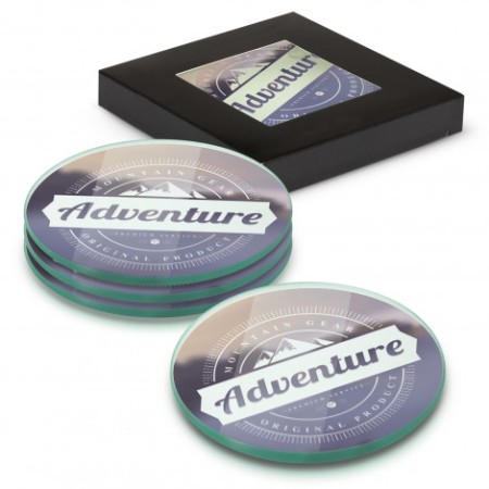 Venice Glass Coaster - Set Of 4 - Round - Full Colour Promotional Products