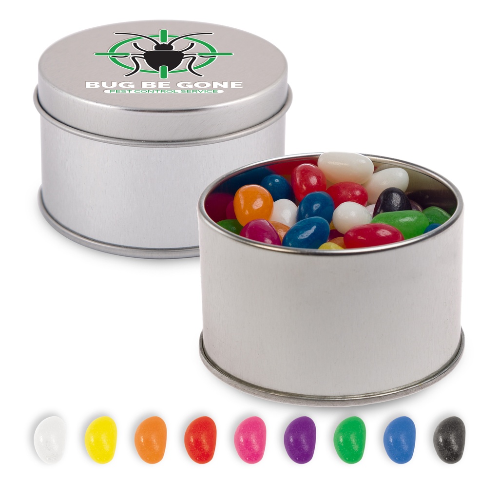 [LL3402] Assorted Colour Mini Jelly Beans in Silver Round Tin