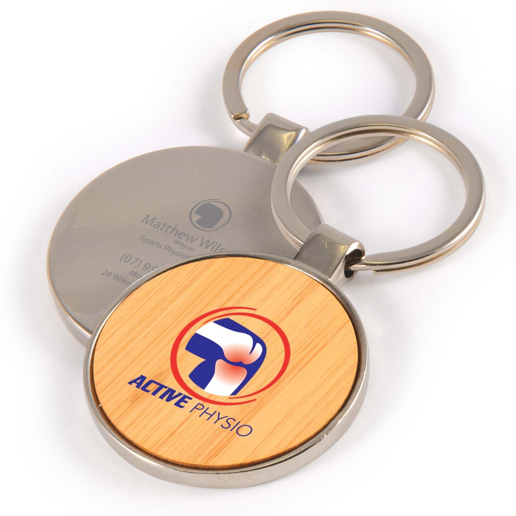 [LL3524] Circle Bamboo Zinc Keytag