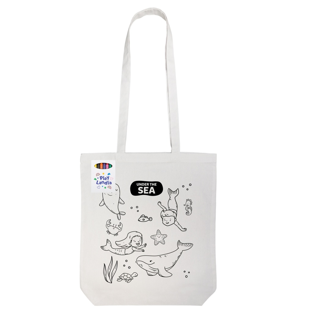 [LL5521] Colouring Long Handle Cotton Bag & Crayons