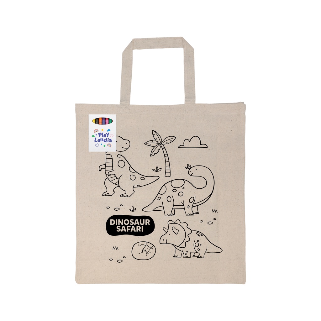 [LL5522] Colouring Short Handle Calico Bag & Crayons
