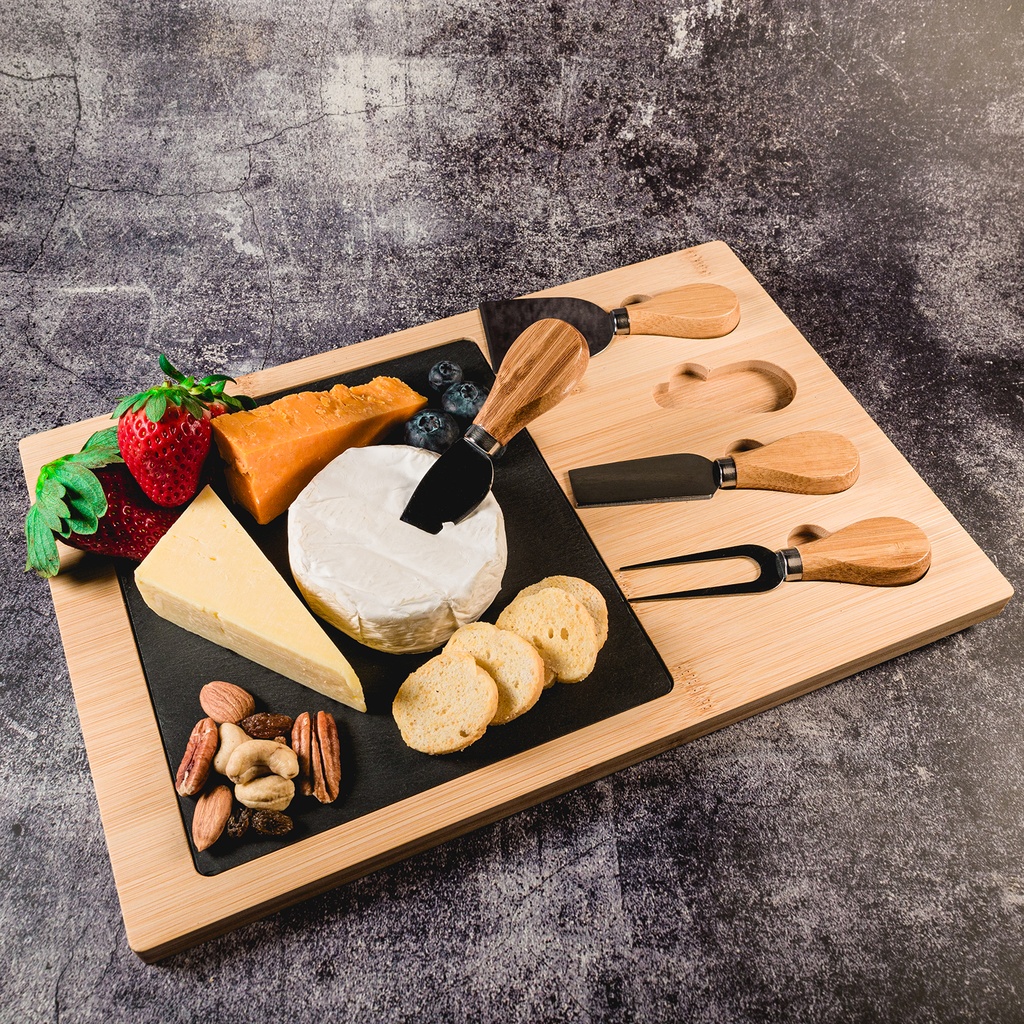 [LL6712] Mosaic Bamboo Slate Cheese Board