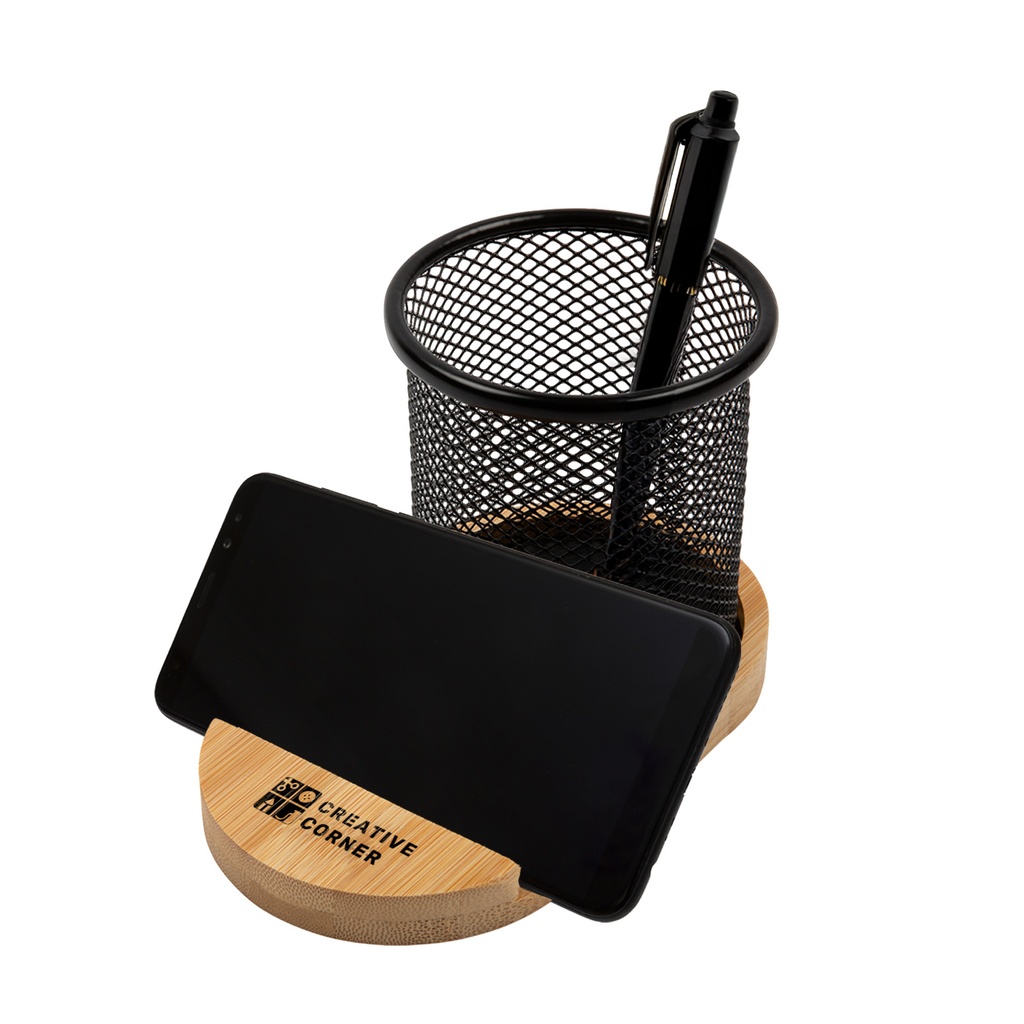 [LL8200] Bamboo Pen Tidy Phone Stand