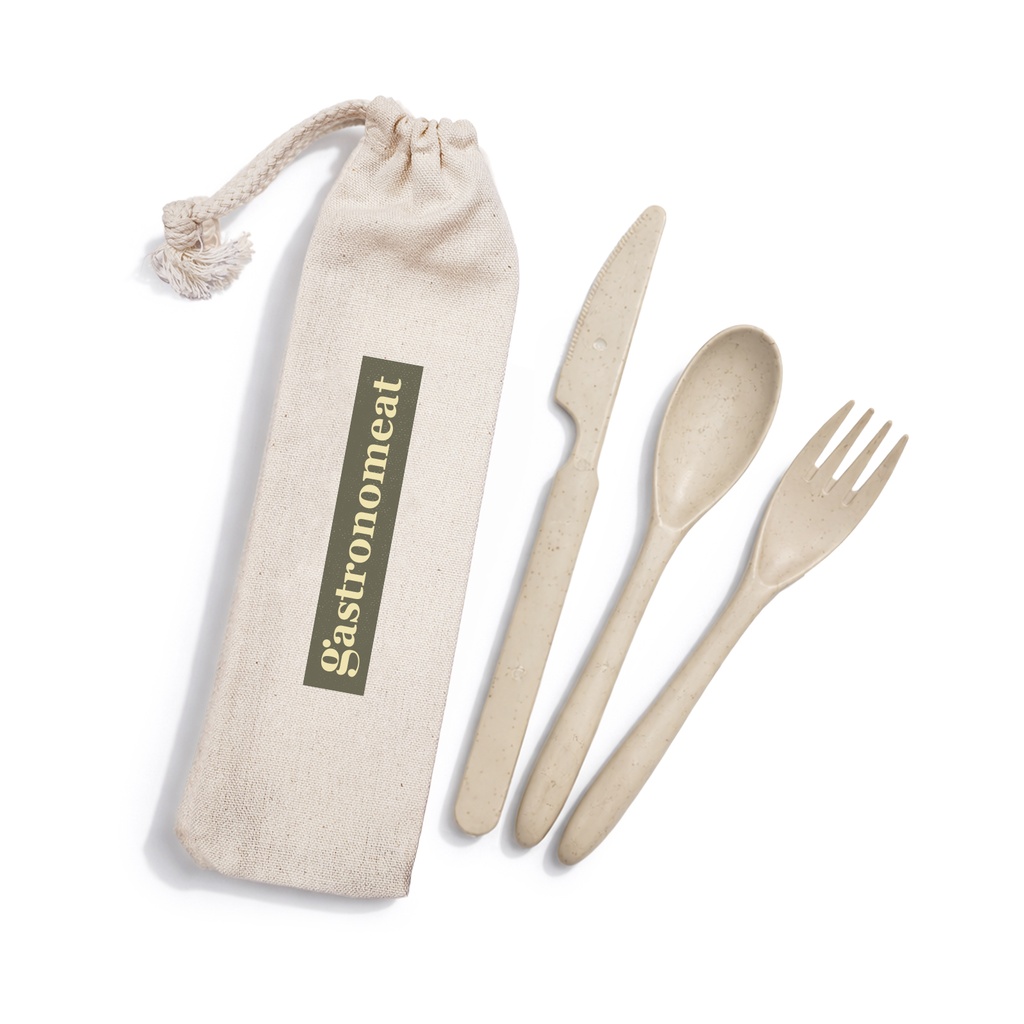 [LL8790] Delish Eco Cutlery Set in Calico Pouch