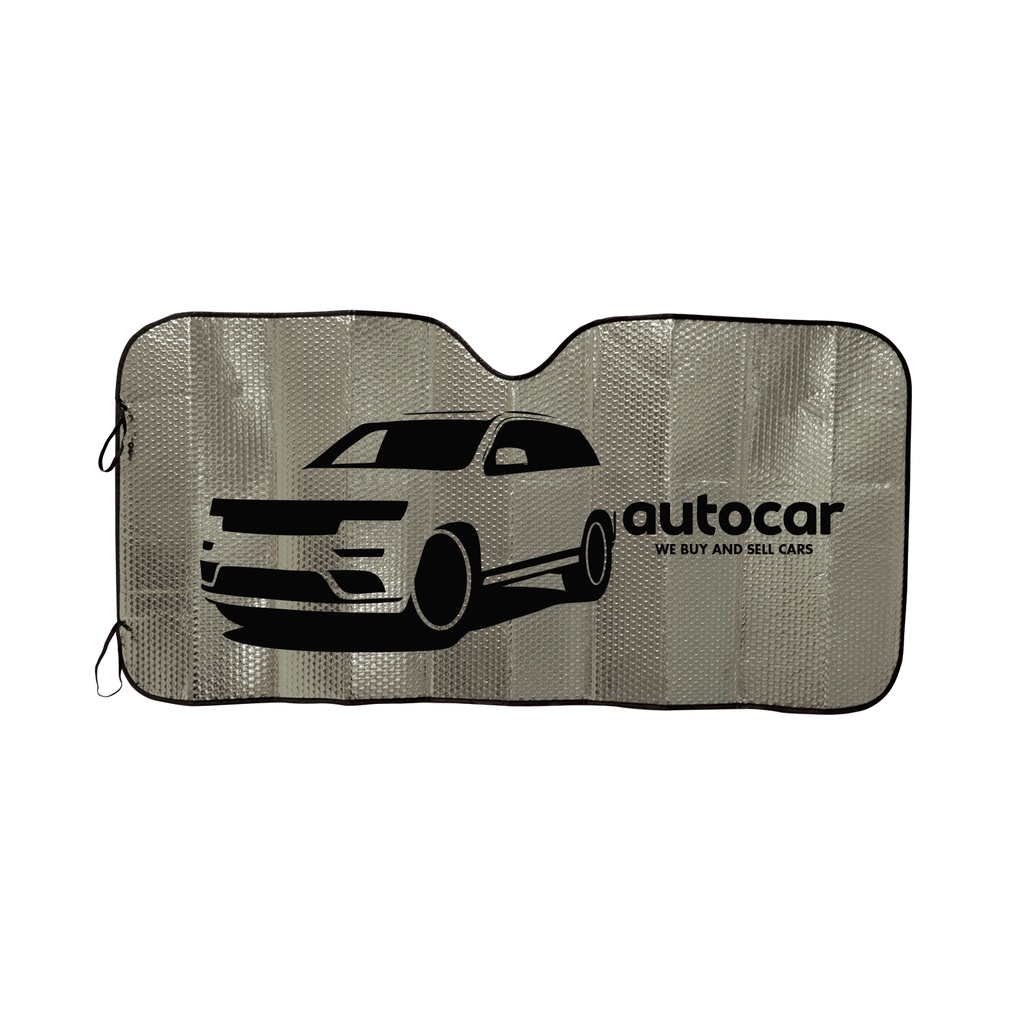 [LN9105-Silver-Screen Print] Concertina Metallic Car Sun Shade