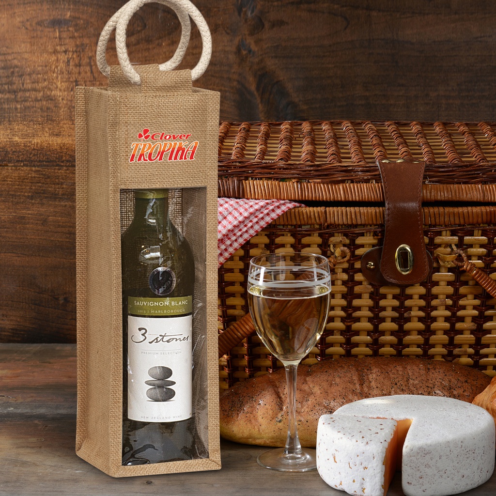 [TR108039] Serena Jute Wine Carrier