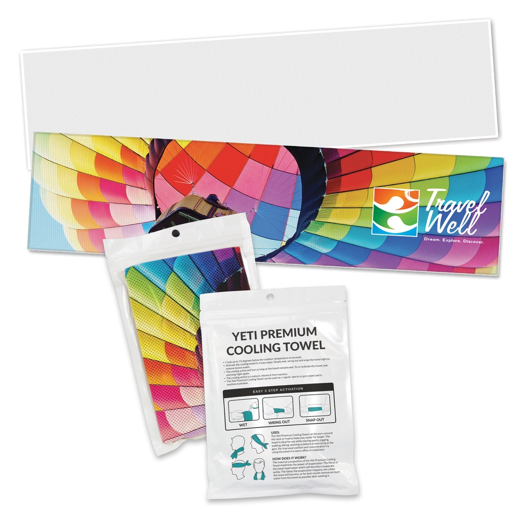[TR110464] Yeti Premium Cooling Towel - Full Colour - Pouch