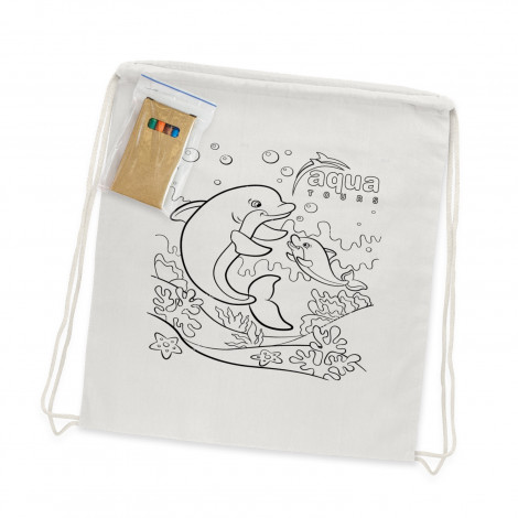 [TR113013] Cotton Colouring Drawstring Backpack