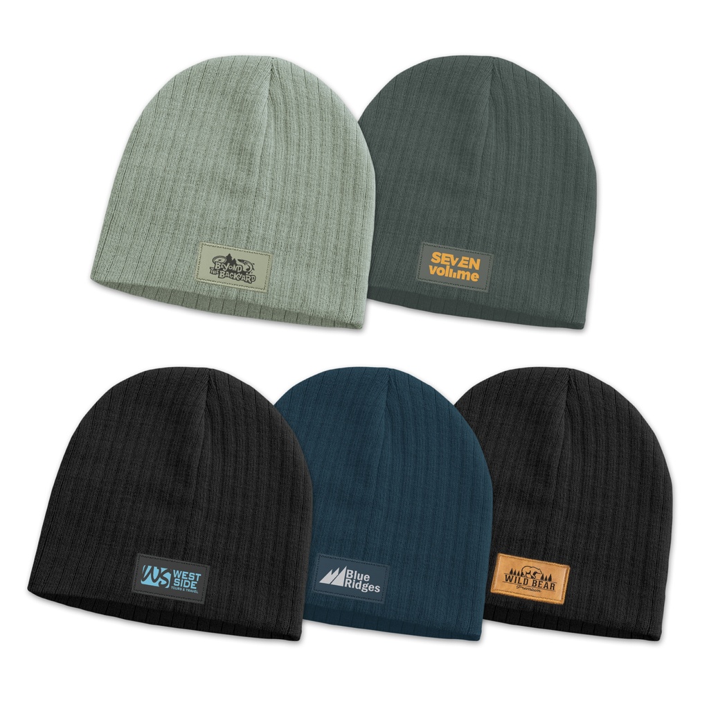 [TR115656] Nebraska Cable Knit Beanie with Patch