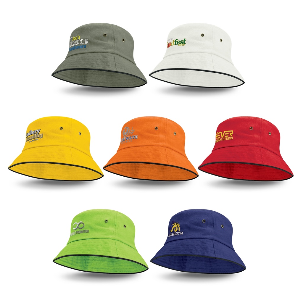 [TR115493] Bondi Bucket Hat - Black Sandwich Trim