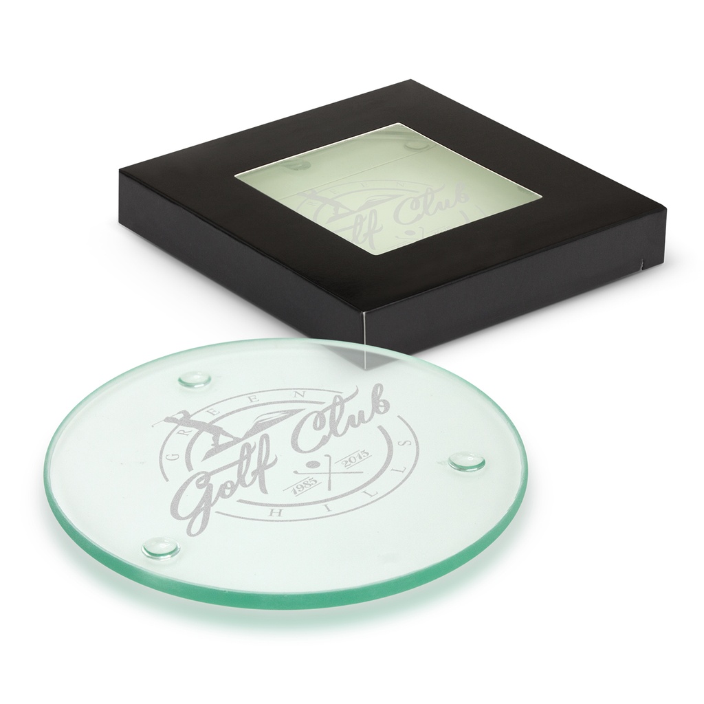 [TR116396] Venice Glass Coaster - Set of 2 - Round