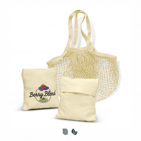 [TR118944] Cotton Mesh Foldaway Tote Bag
