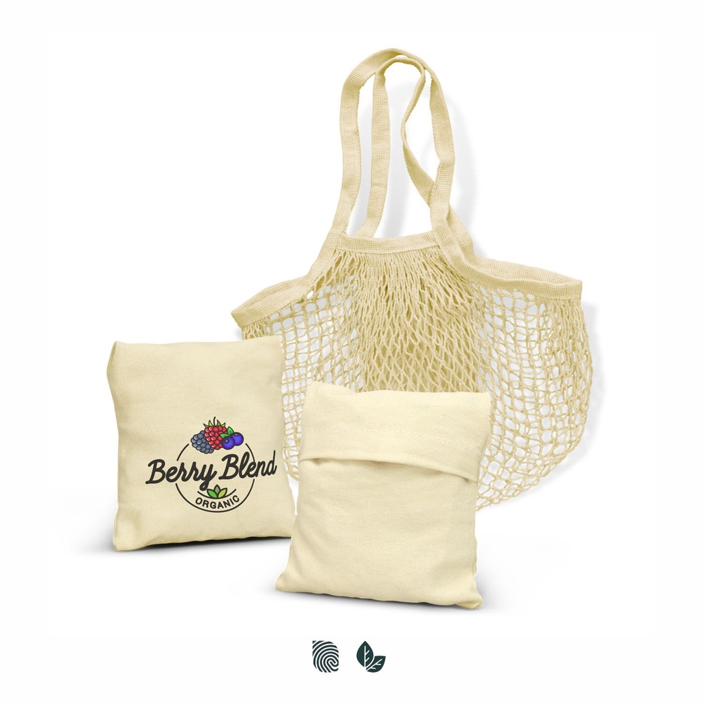 [TR118944] Cotton Mesh Foldaway Tote Bag