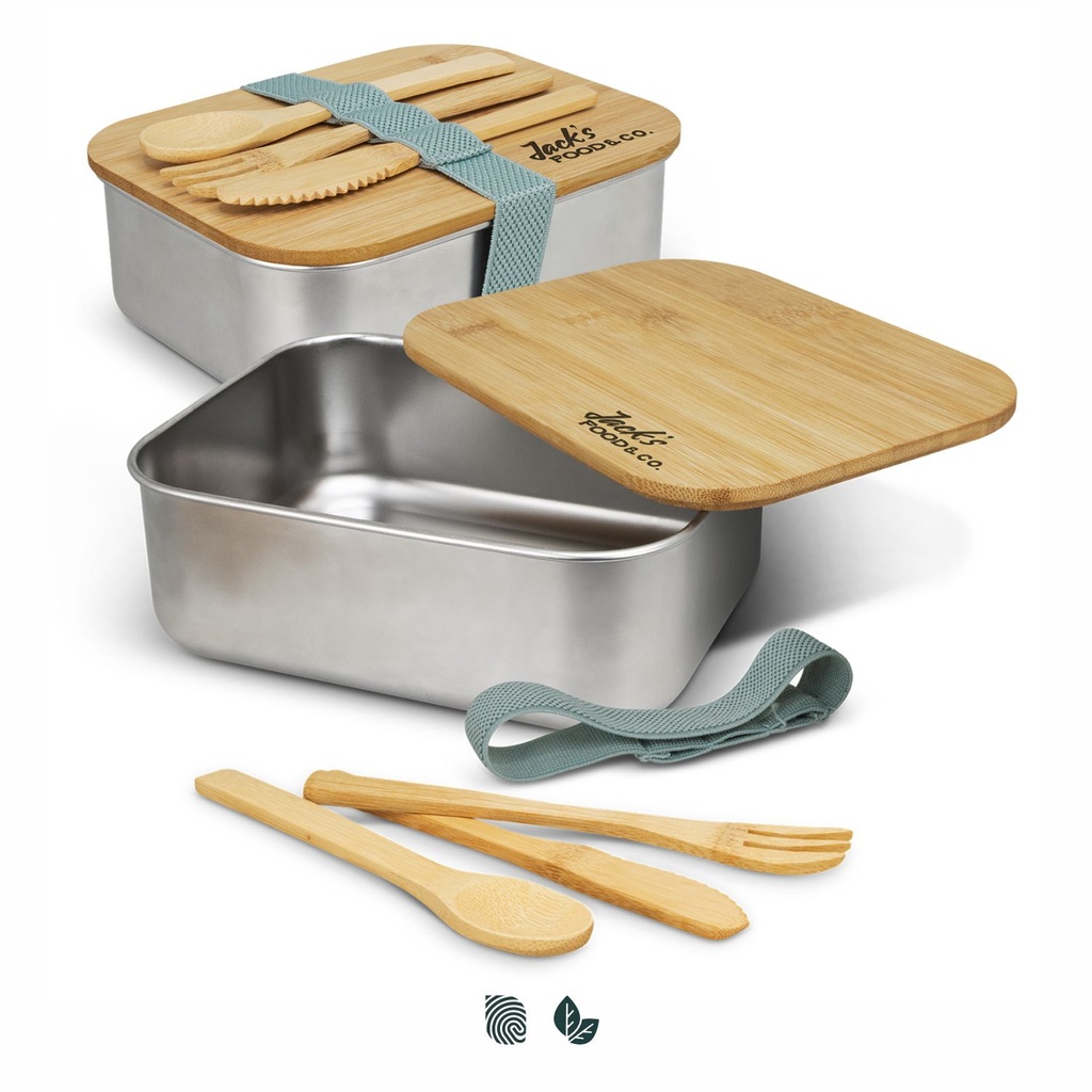 [TR120046] Stainless Steel Lunch Box with Cutlery