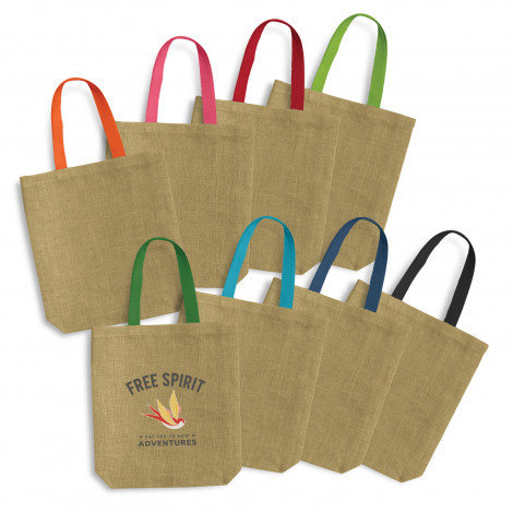 [TR120518] Thera Jute Tote Bag - Coloured Handles
