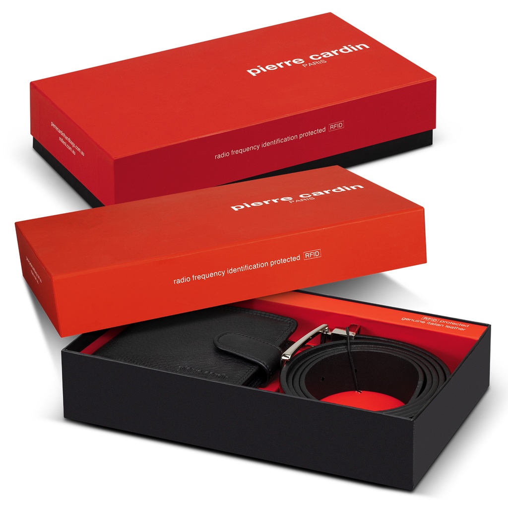 [TR121124] Pierre Cardin Leather Wallet and Belt Gift Set