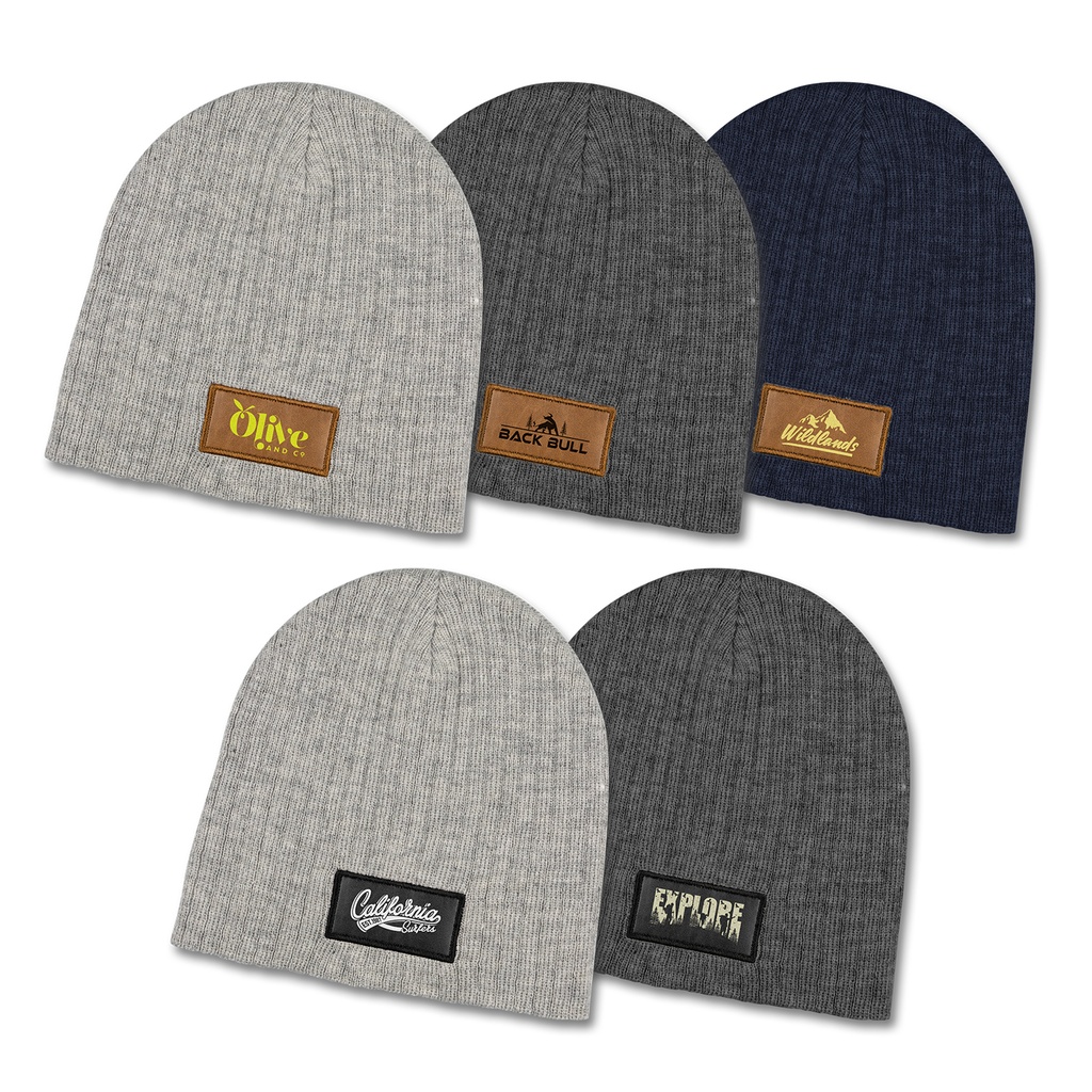 [TR120950] Nebraska Heather Cable Knit Beanie With Patch
