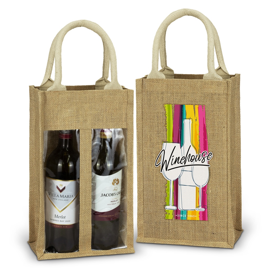 [TR122950] Serena Jute Double Wine Carrier