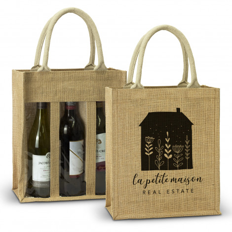 [TR122951] Serena Jute Triple Wine Carrier